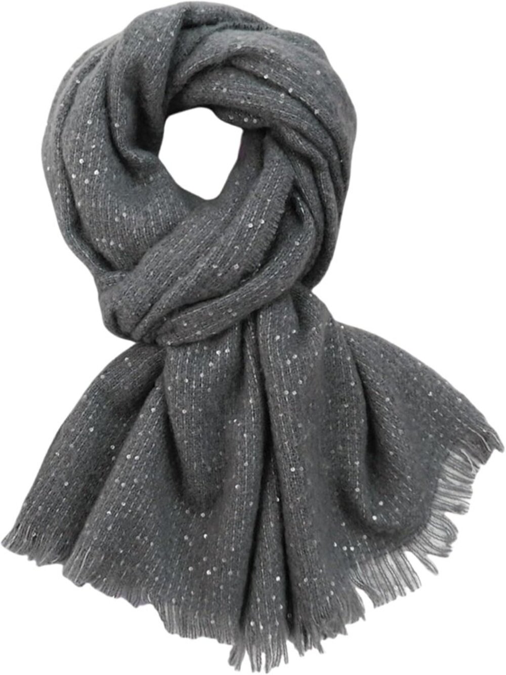 Sparkly Sequin Collar Scarf with Tassels | Warm Knitted Winter Wrap for Women